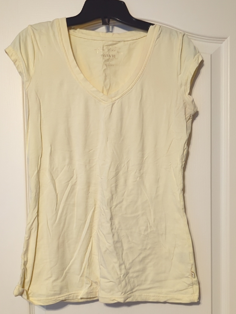 Garage Pale Yellow V-Neck Short Sleeve Tee